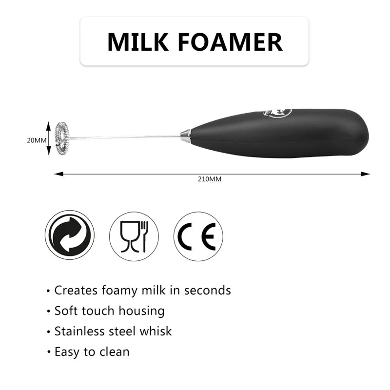 Electric Milk Frother Handheld Mini Foamer Coffee Maker Egg Beater for Chocolate Cappuccino Stirrer Portable Blender Whisk Tools