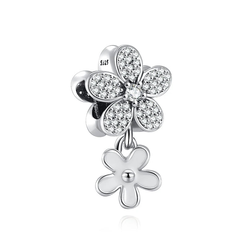 925 Sterling Silver Flower Flower Fairy Butterfly Daisy Pendant Charm bead Fit Original Pendant Bracelet DIY Jewelry For Women