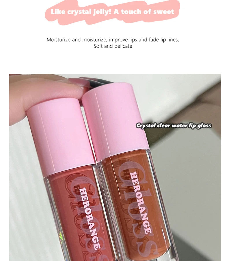 Water Light Lip Gloss Moisturizing Transparent Jelly Mirror Lip Glaze Crystal Clear Hydrating Lip Plumping Gloss Korean Makeup