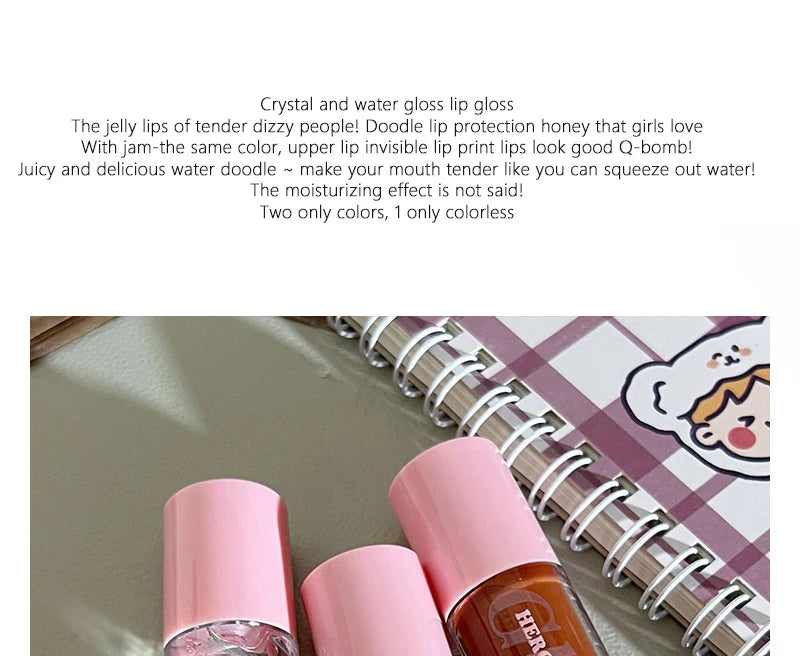 Water Light Lip Gloss Moisturizing Transparent Jelly Mirror Lip Glaze Crystal Clear Hydrating Lip Plumping Gloss Korean Makeup