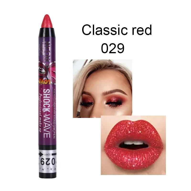 2 In 1  Eyeshadow Lipstick Stick Pencil Waterproof Glitter Matte Eye Shadow Makeup Pigment  Eyeshadow Pen