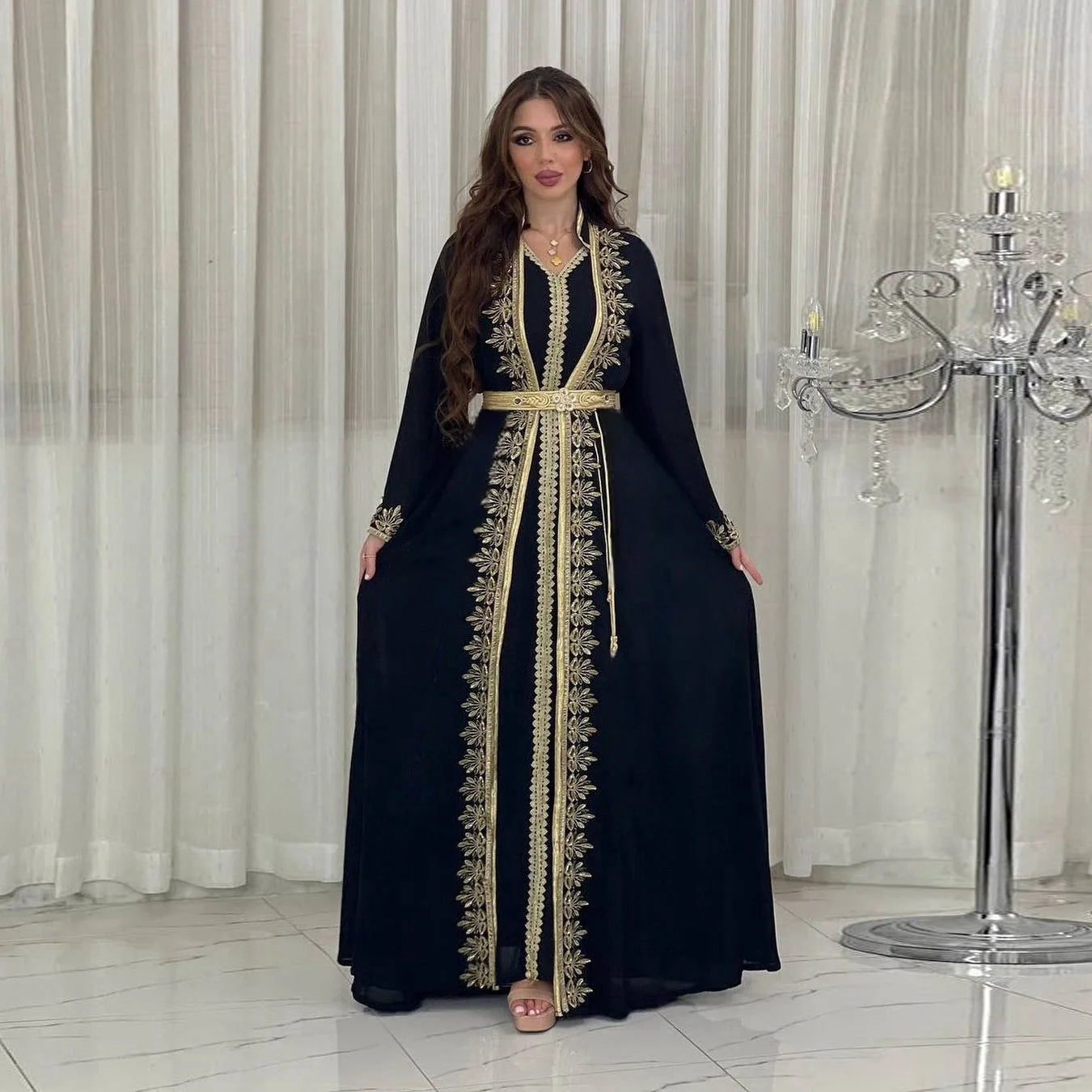 Eid Muslim Women Party Dresses Jalabiya 2 Piece Set Embroidery Arab Long Robe Ramadan Morocco Dubai Abayas Islam Vestidos Kaftan