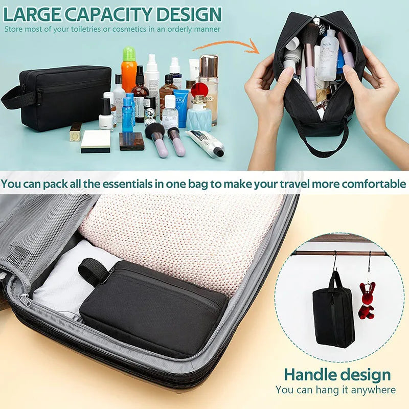 Men‘s Travel Toiletry Bag Portable Large Capacity Cloth Fabric Cosmetic Bag Electronic Digital Storage Bag Dustproof Waterproof