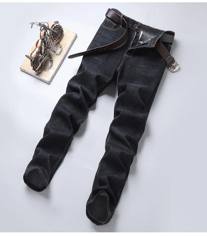 2024 New Stretch Slim Fit Pants Comfortable Soft Business Denim Trousers Male Brand Clothing Men Fashion Straight Jeans 28-40