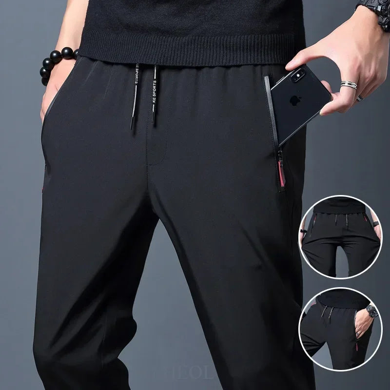 2024 Men Casual Pants Stretch Slim Fit Elastic Waist Jogger Blue Black Gray Male Brand Trousers Plus Size 4XL 5XL