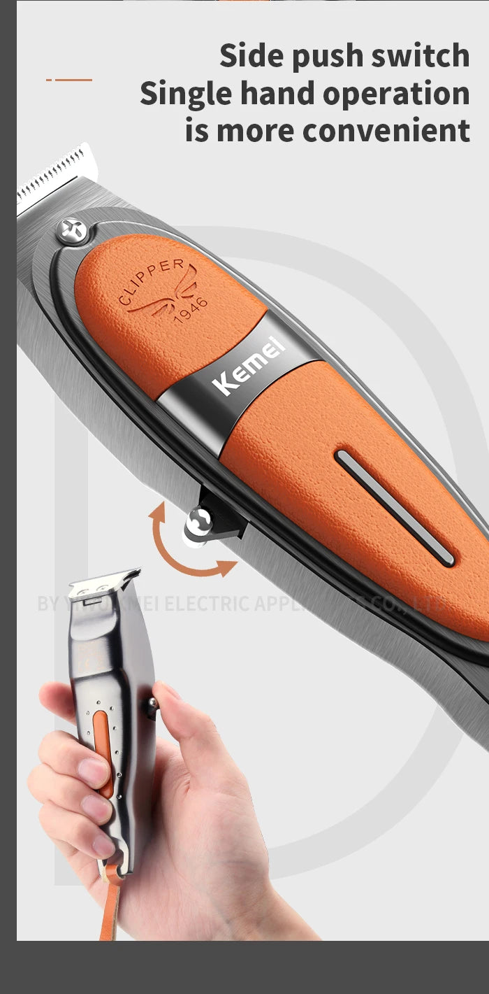 Kemei Professional Fade Hair Clipper Combo Zero Gapped Cordless Edge Hair Trimmer Barber Shop Electric 2 Hair Cutting Machines