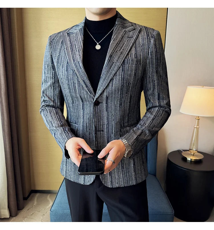 Men's British Style Fashionable Luxury Suit Jacket High-quality Plaid Slim Fit Business Social Blazer Wedding Dress Party Jacket