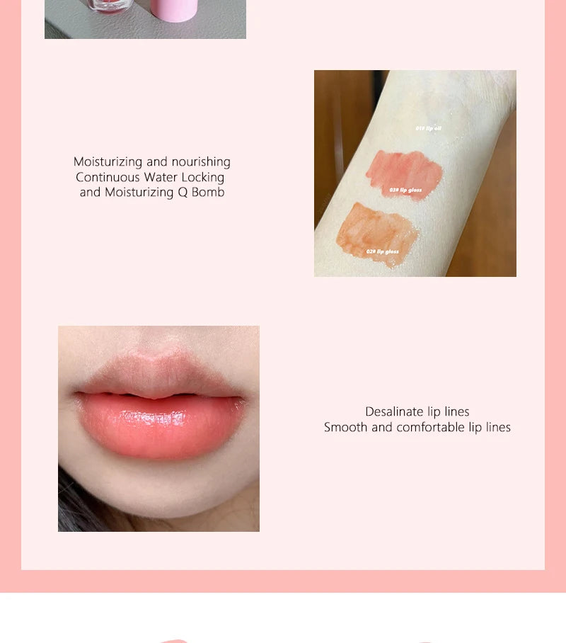 Water Light Lip Gloss Moisturizing Transparent Jelly Mirror Lip Glaze Crystal Clear Hydrating Lip Plumping Gloss Korean Makeup