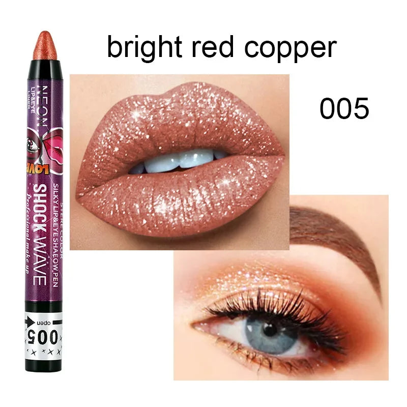 2 In 1  Eyeshadow Lipstick Stick Pencil Waterproof Glitter Matte Eye Shadow Makeup Pigment  Eyeshadow Pen