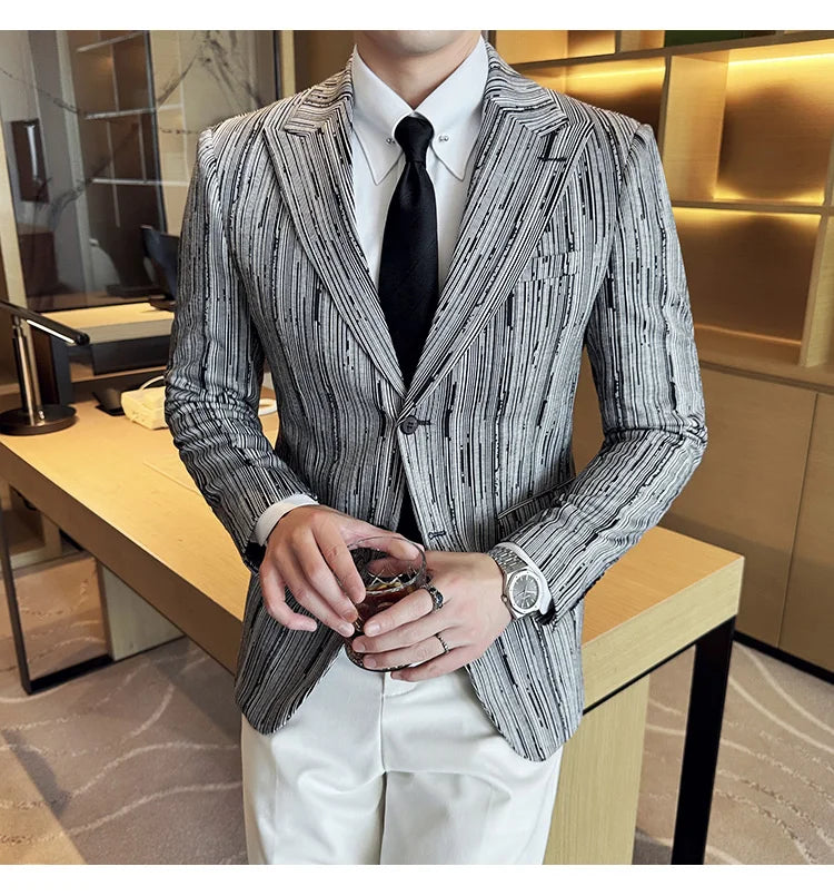 Men's British Style Fashionable Luxury Suit Jacket High-quality Plaid Slim Fit Business Social Blazer Wedding Dress Party Jacket