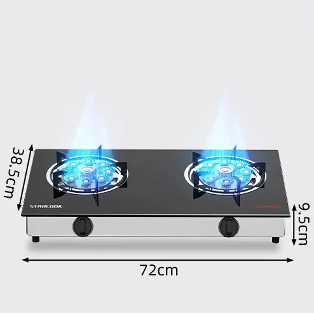 Household Doube Cooktop Desktop Gas Stove Natural Liquefied Double-Hole Fierce Fire Kitchen Cooker Tool