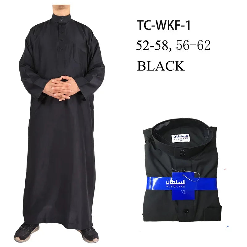 Solid Muslim Fashion Men Robe Kaftan Abaya Pakistan Jubba Men Bonnet Homme Musulman Arabic Islamic Clothing Qamis Homme Musulman