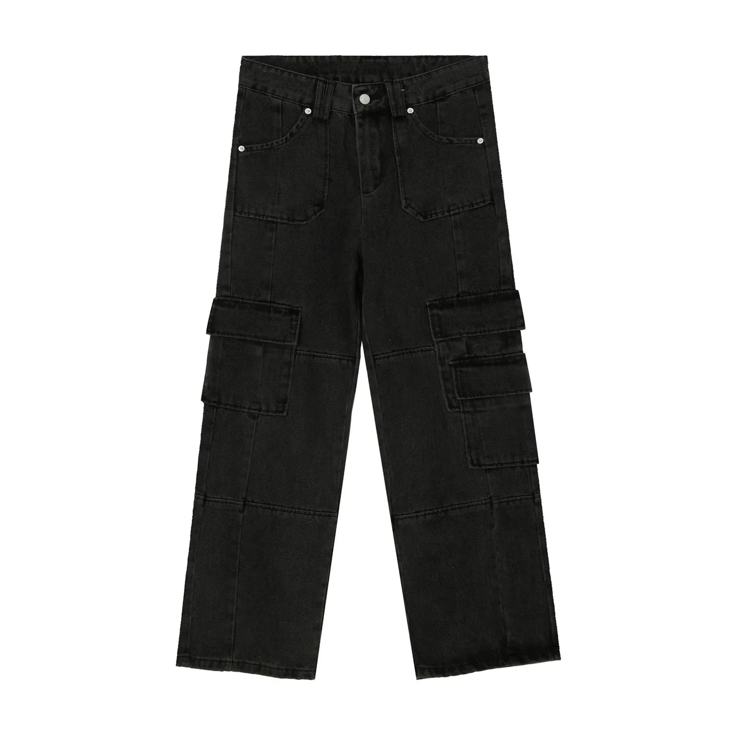 Men's Cargo Pants High Street Multi-pocket Black Gray Work Pants for Men Loose Trousers High Waist Vintage Straight-leg Jeans