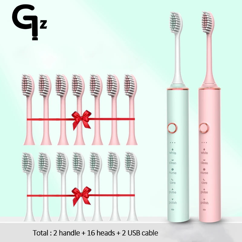 GeZhou Rechargeable Sonic Electric Toothbrush IPX7 Waterproof Toothbrush for children 18 Mode Travel Toothbrush 16 Brush Heads