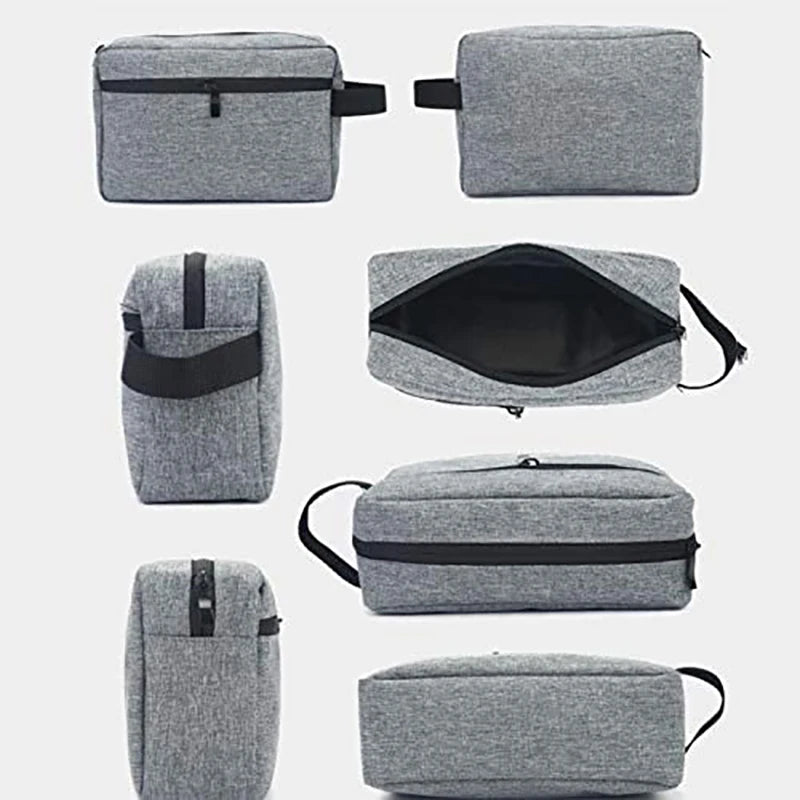 Men‘s Travel Toiletry Bag Portable Large Capacity Cloth Fabric Cosmetic Bag Electronic Digital Storage Bag Dustproof Waterproof