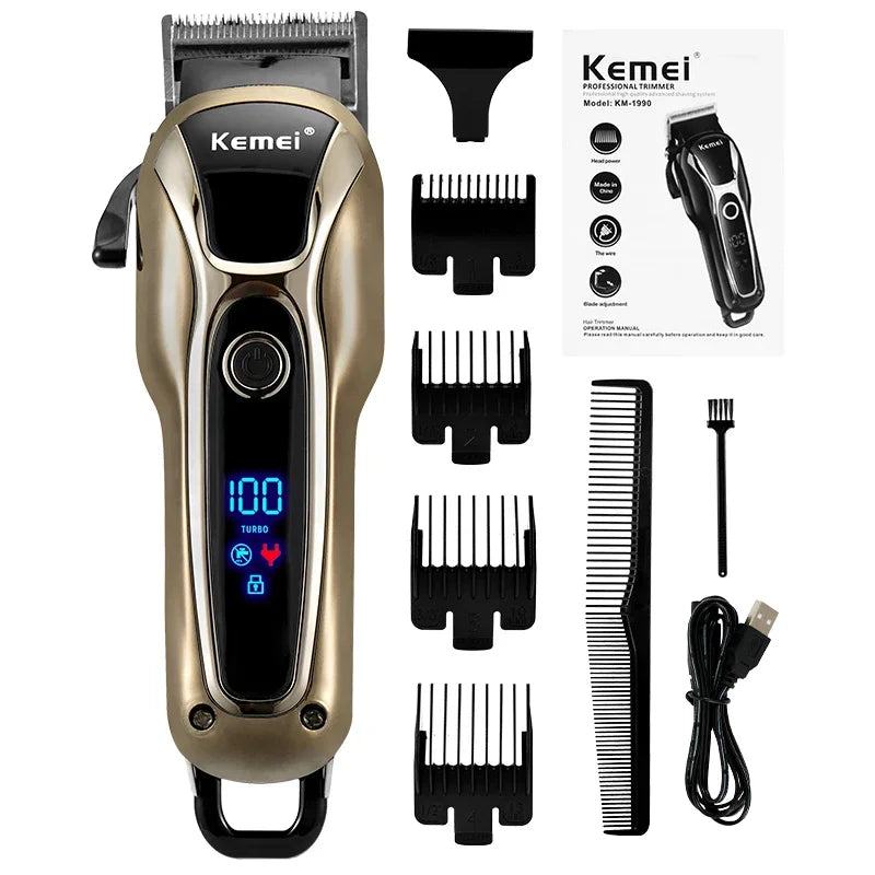 Professional Hair Trimmer Gold Clipper For Men Rechargeable Barber Cordless Hair Cutting T Machine Hair Styling Beard Trimmer