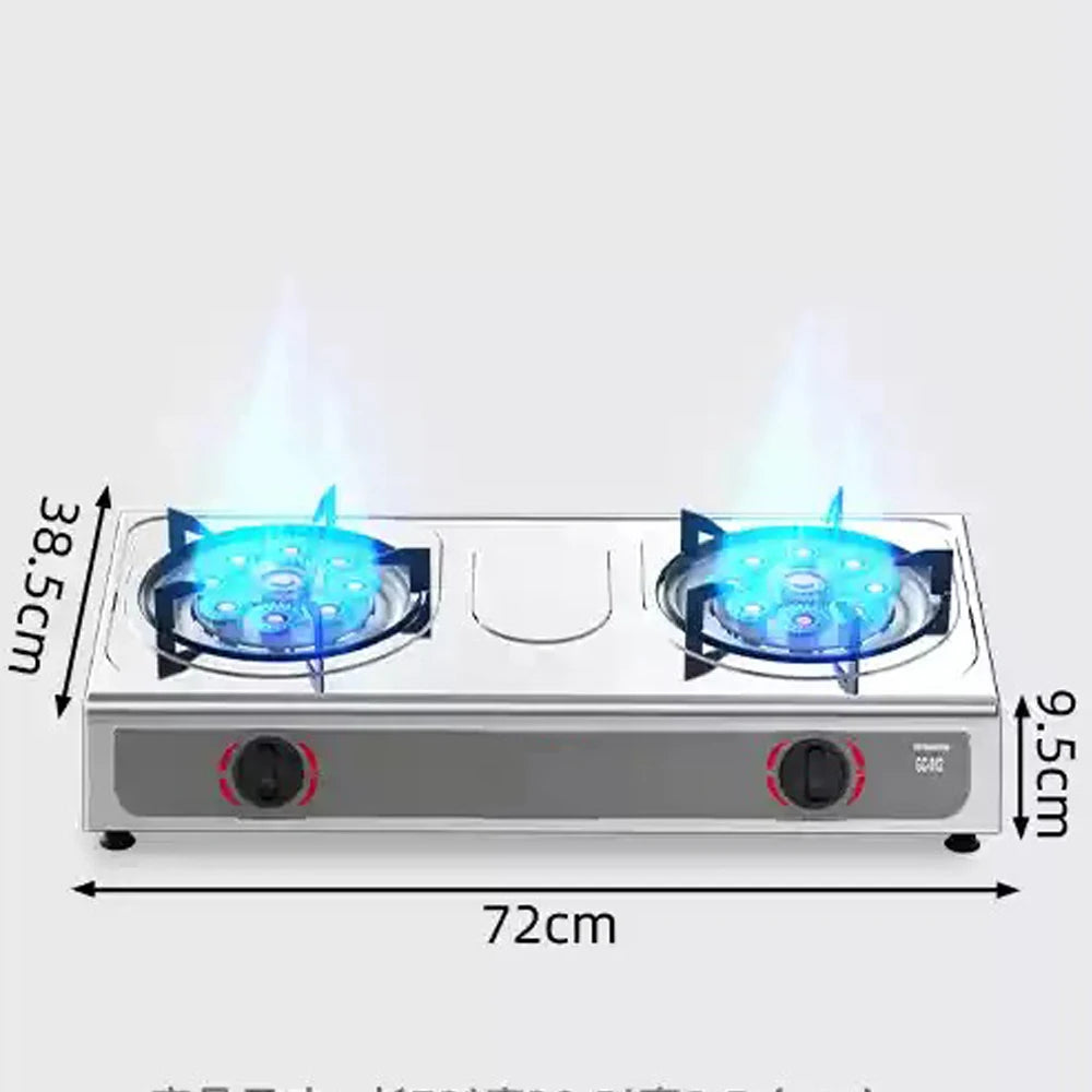 Household Doube Cooktop Desktop Gas Stove Natural Liquefied Double-Hole Fierce Fire Kitchen Cooker Tool