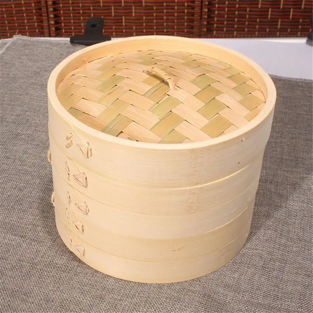 Bamboo Steamer Fish Rice Dumplings Snack Basket Set Heated Steamer Kitchen Cooking Tools 10/15/20cm Steam Pot With Cover Steamer