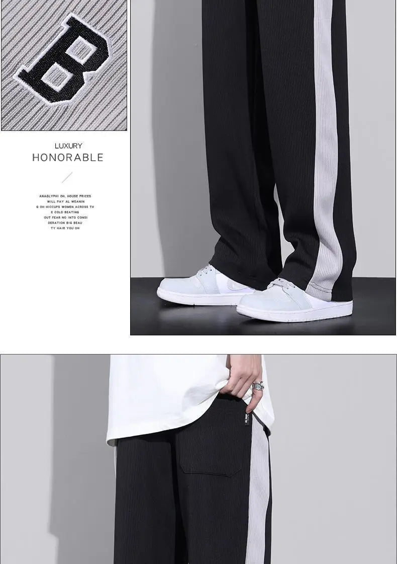 Harajuku Fashion Men Oversize Big Size Sweatpants Summer Thin Elastic Waist Baggy Streetwear Joggers Sports Wide Casual Trousers