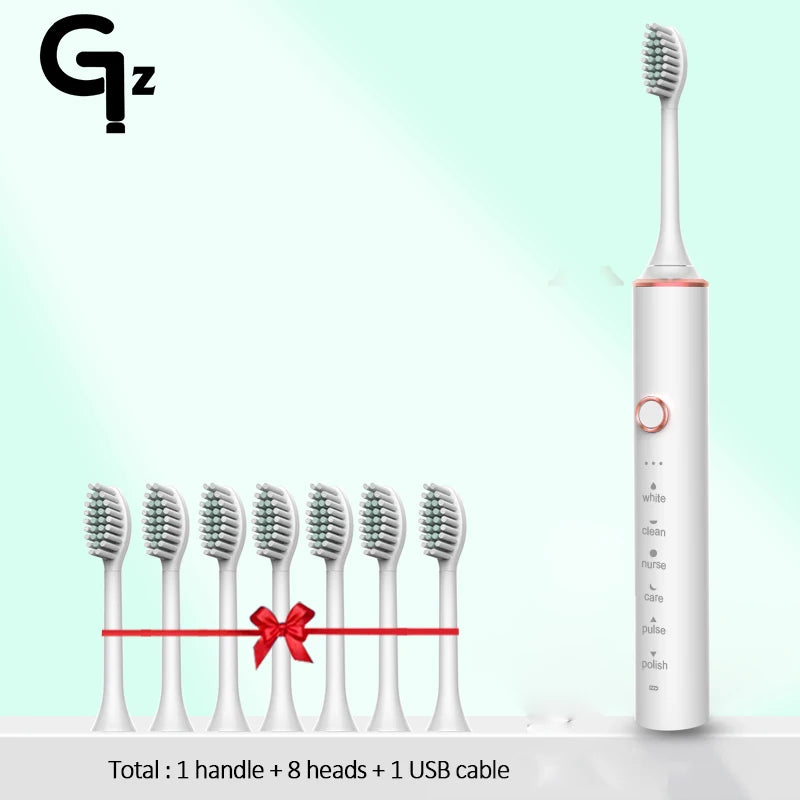 GeZhou Rechargeable Sonic Electric Toothbrush IPX7 Waterproof Toothbrush for children 18 Mode Travel Toothbrush 16 Brush Heads