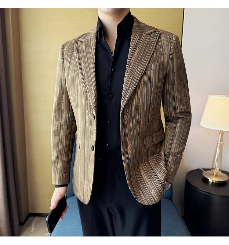 Men's British Style Fashionable Luxury Suit Jacket High-quality Plaid Slim Fit Business Social Blazer Wedding Dress Party Jacket