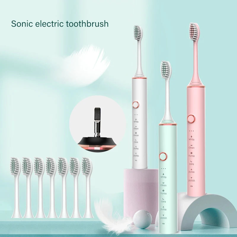 GeZhou Rechargeable Sonic Electric Toothbrush IPX7 Waterproof Toothbrush for children 18 Mode Travel Toothbrush 16 Brush Heads