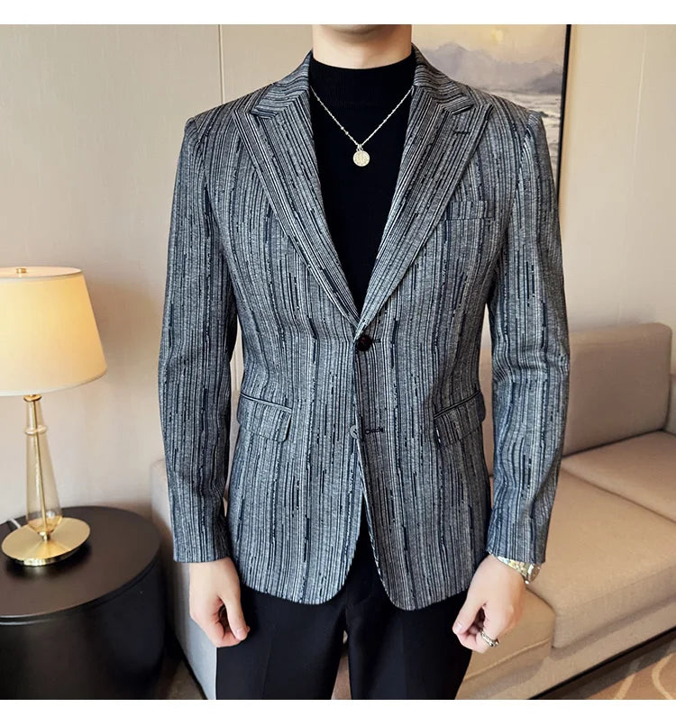 Men's British Style Fashionable Luxury Suit Jacket High-quality Plaid Slim Fit Business Social Blazer Wedding Dress Party Jacket