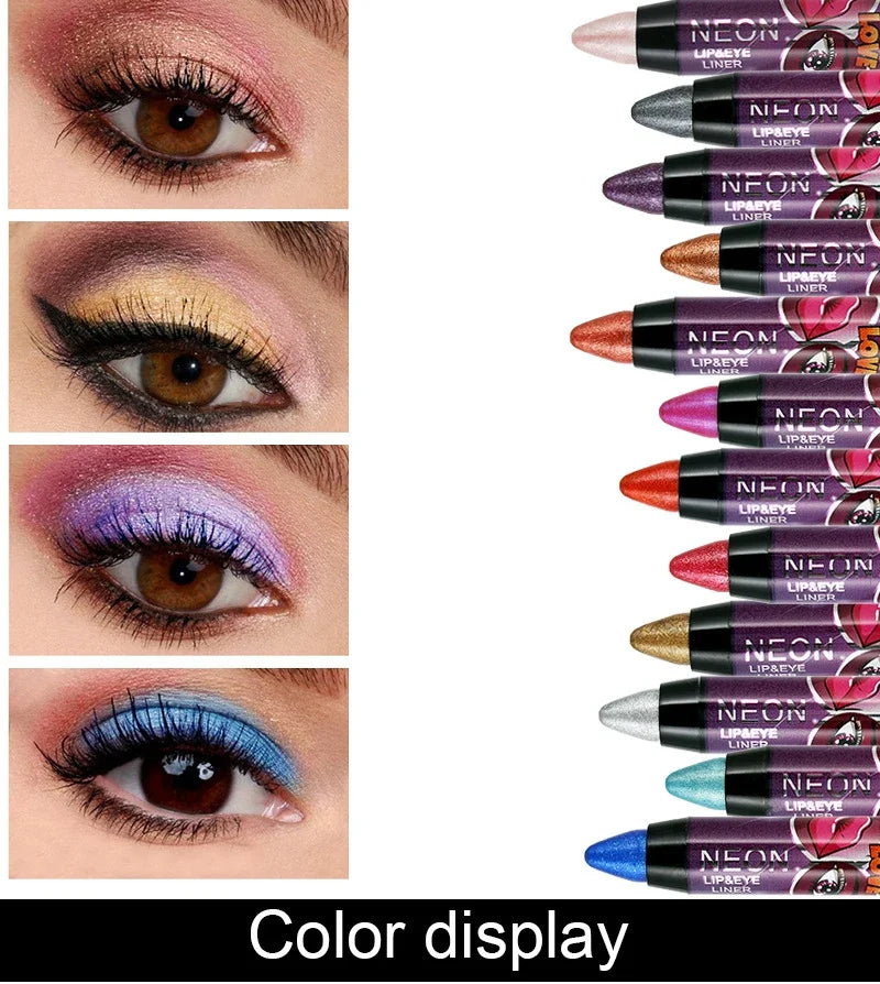 2 In 1  Eyeshadow Lipstick Stick Pencil Waterproof Glitter Matte Eye Shadow Makeup Pigment  Eyeshadow Pen