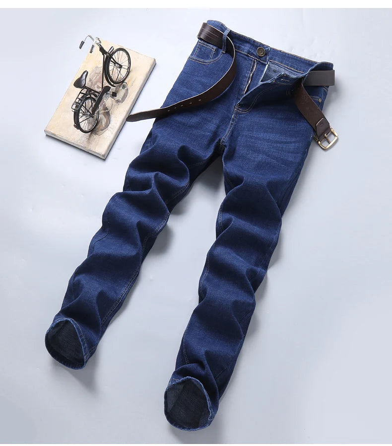 2024 New Stretch Slim Fit Pants Comfortable Soft Business Denim Trousers Male Brand Clothing Men Fashion Straight Jeans 28-40