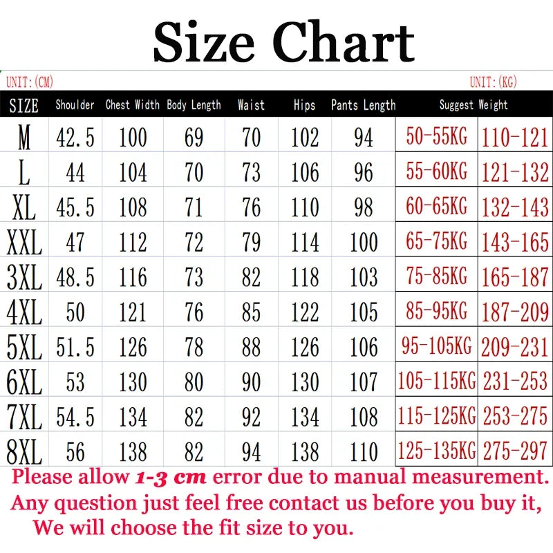 New Men's Set Spring Autumn Man Sportswear 2 Piece Sets Sports Suit Jacket+Pant Sweatsuit Male Tracksuit Asia Size6XL 7XL 8XL