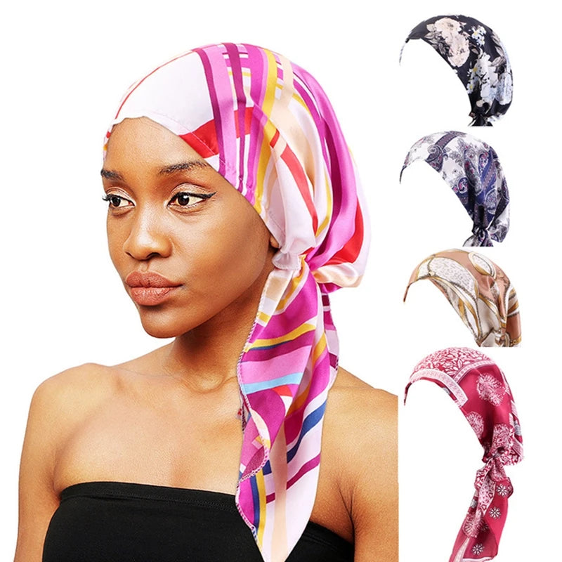 Fashion Pre-Tied Turban Women Chemo Cap Muslim Hijab Inner Caps Hair Loss Cover Beanies Bonnet Tail Headscarf Hat Headwrap Caps