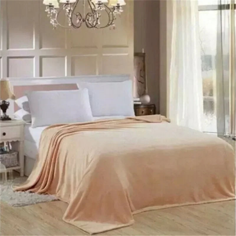 Plain Flannel Coral Blanket Small Fleece Sheet Super Warm Solid Micro Plush Fleece Blanket Throw Rug Sofa Bedding Supplies