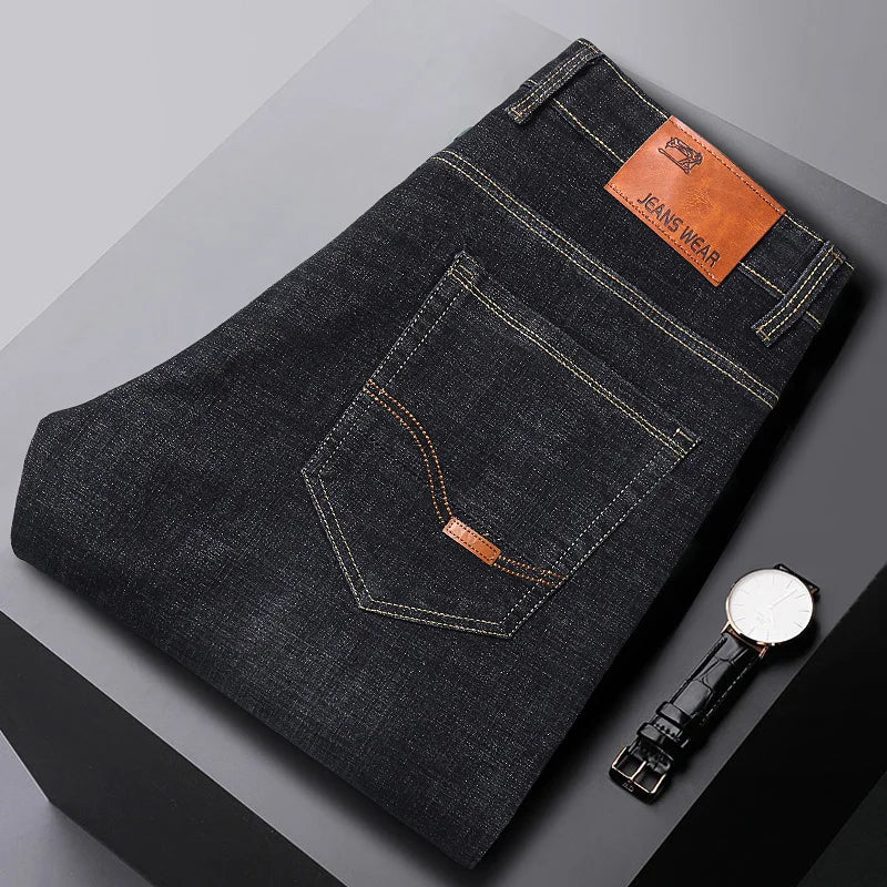 2024 New Stretch Slim Fit Pants Comfortable Soft Business Denim Trousers Male Brand Clothing Men Fashion Straight Jeans 28-40