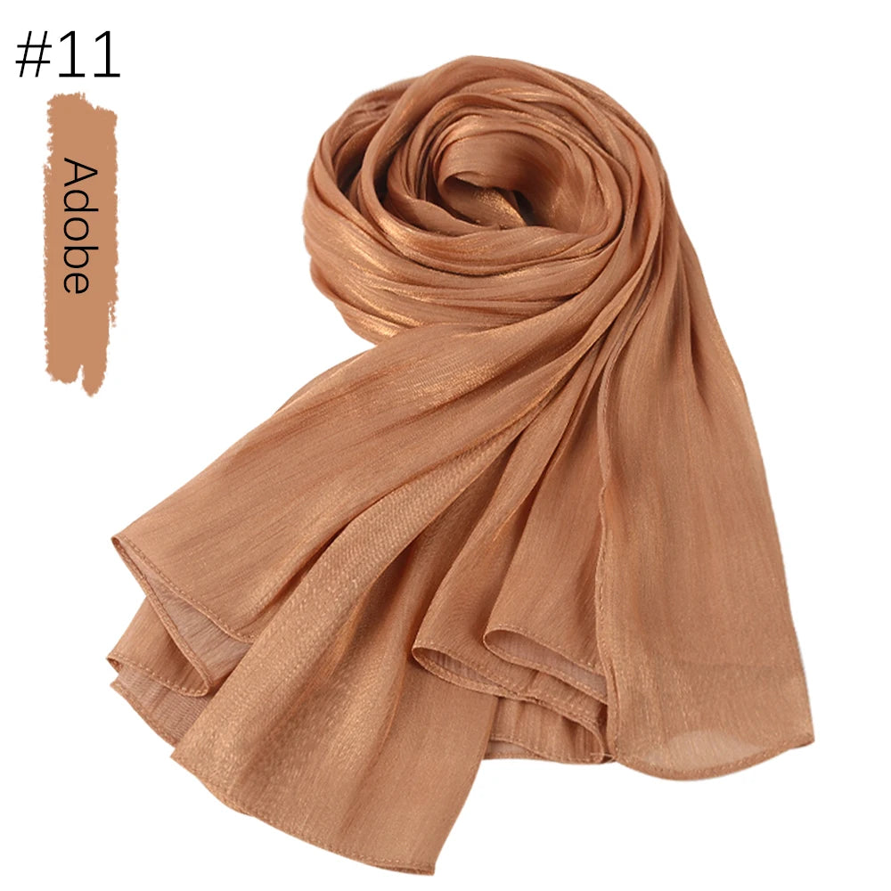 Shimmer Silk Shawl Luxury scarfs Muslim Fashion Hijab Scarf Head Scarf Headwraps For Muslim Women Head Wrap Islamic Women Veil