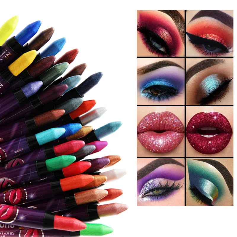 2 In 1  Eyeshadow Lipstick Stick Pencil Waterproof Glitter Matte Eye Shadow Makeup Pigment  Eyeshadow Pen