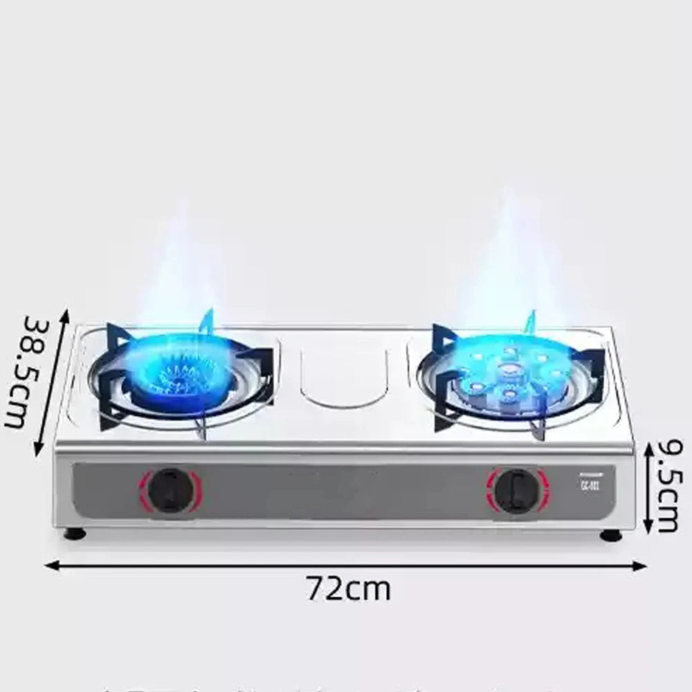 Household Doube Cooktop Desktop Gas Stove Natural Liquefied Double-Hole Fierce Fire Kitchen Cooker Tool