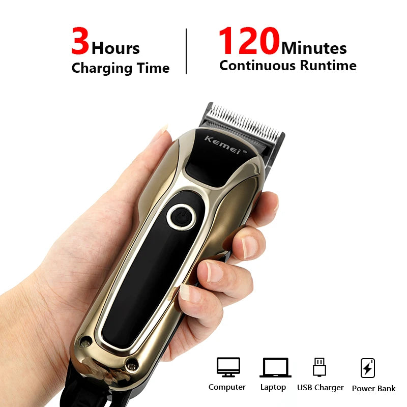 Professional Hair Trimmer Gold Clipper For Men Rechargeable Barber Cordless Hair Cutting T Machine Hair Styling Beard Trimmer