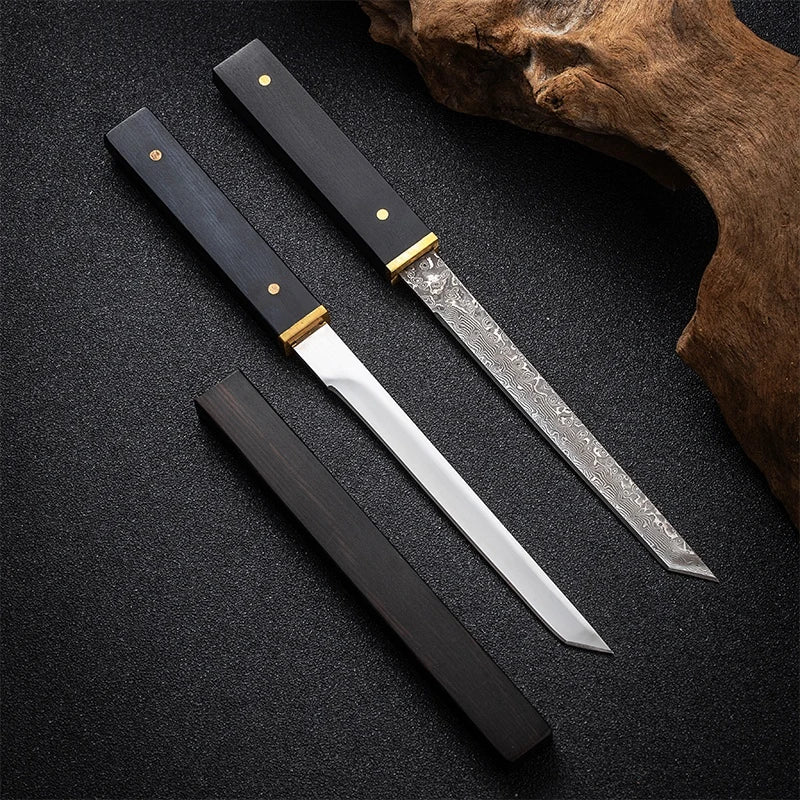 7.87in Damascus Knife - Perfect for Fruit, Meat, Fishing! Portable and Versatile Blade!