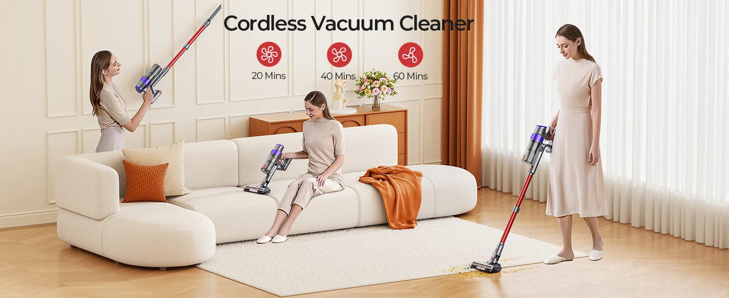 LARESAR V8 48000PA 500W Cordless Vacuum Cleaner Car 60 Mins Home Appliance Wireless Removable Battery NEW Brushless motor