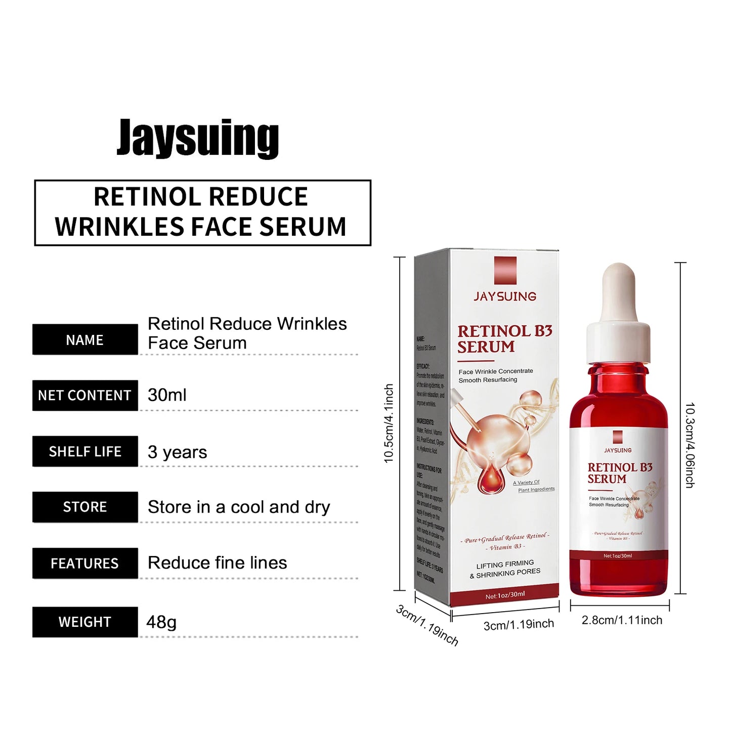 Retinol Wrinkle Remover Face Serum Instant Firming Lifting Anti-Aging Liquid Fade Fine Lines Whitening Nourish Skin Care Product