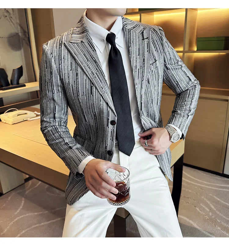 Men's British Style Fashionable Luxury Suit Jacket High-quality Plaid Slim Fit Business Social Blazer Wedding Dress Party Jacket