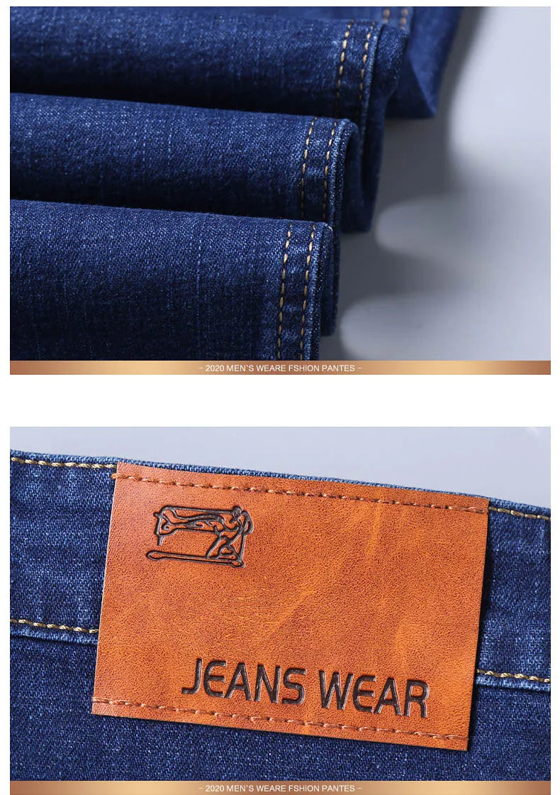 2024 New Stretch Slim Fit Pants Comfortable Soft Business Denim Trousers Male Brand Clothing Men Fashion Straight Jeans 28-40