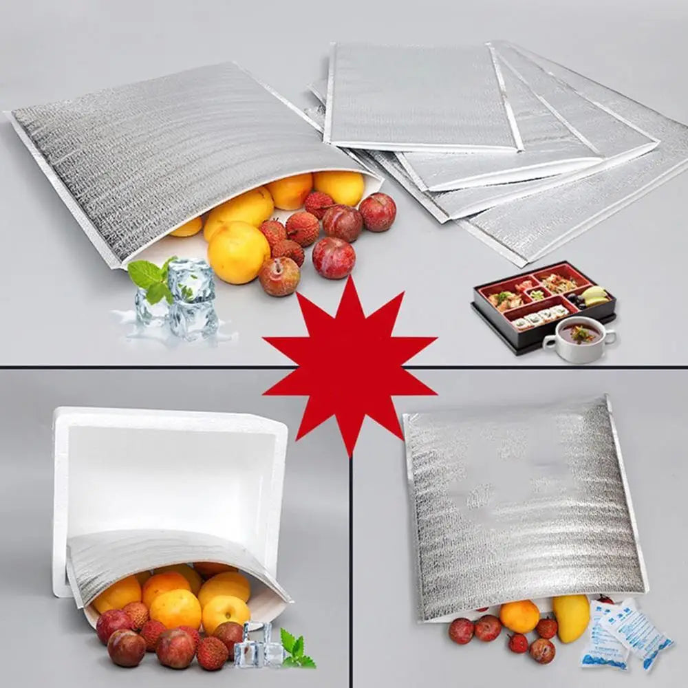 Aluminum Foil Cooler Bag Insulation Folding Picnic Portable  Food Thermal Packing Bag Food Delivery Drink Carrier Insulated Bag