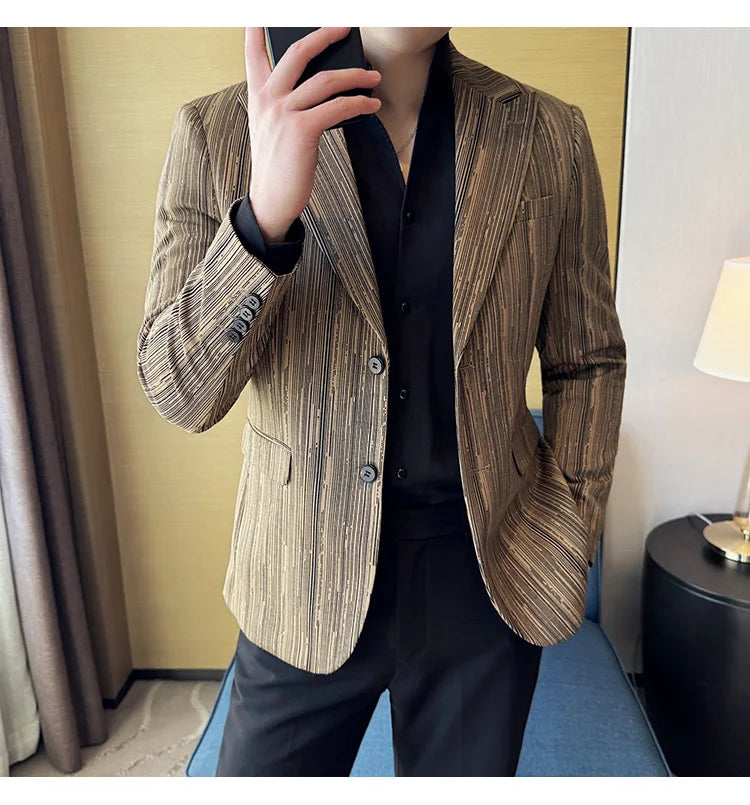 Men's British Style Fashionable Luxury Suit Jacket High-quality Plaid Slim Fit Business Social Blazer Wedding Dress Party Jacket