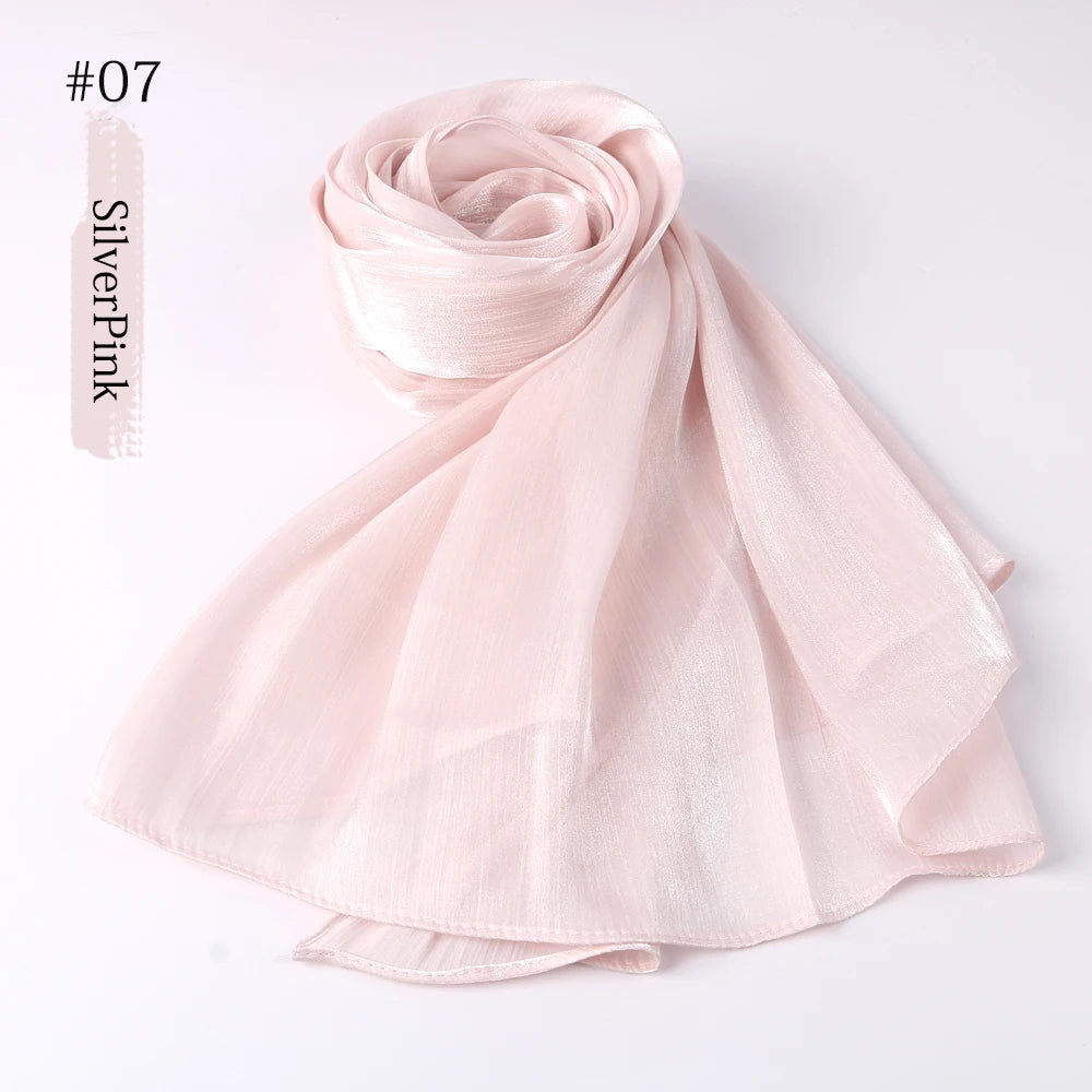 Shimmer Silk Shawl Luxury scarfs Muslim Fashion Hijab Scarf Head Scarf Headwraps For Muslim Women Head Wrap Islamic Women Veil