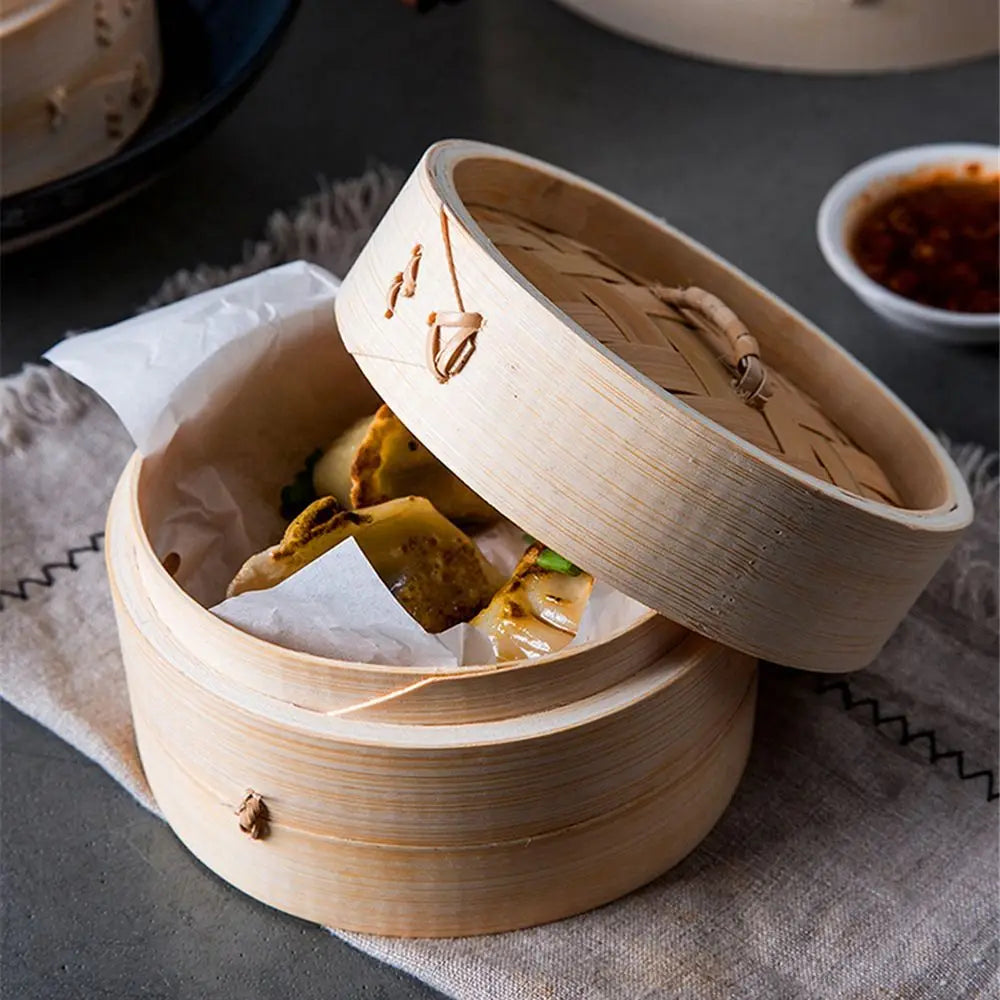 Bamboo Steamer Fish Rice Dumplings Snack Basket Set Heated Steamer Kitchen Cooking Tools 10/15/20cm Steam Pot With Cover Steamer