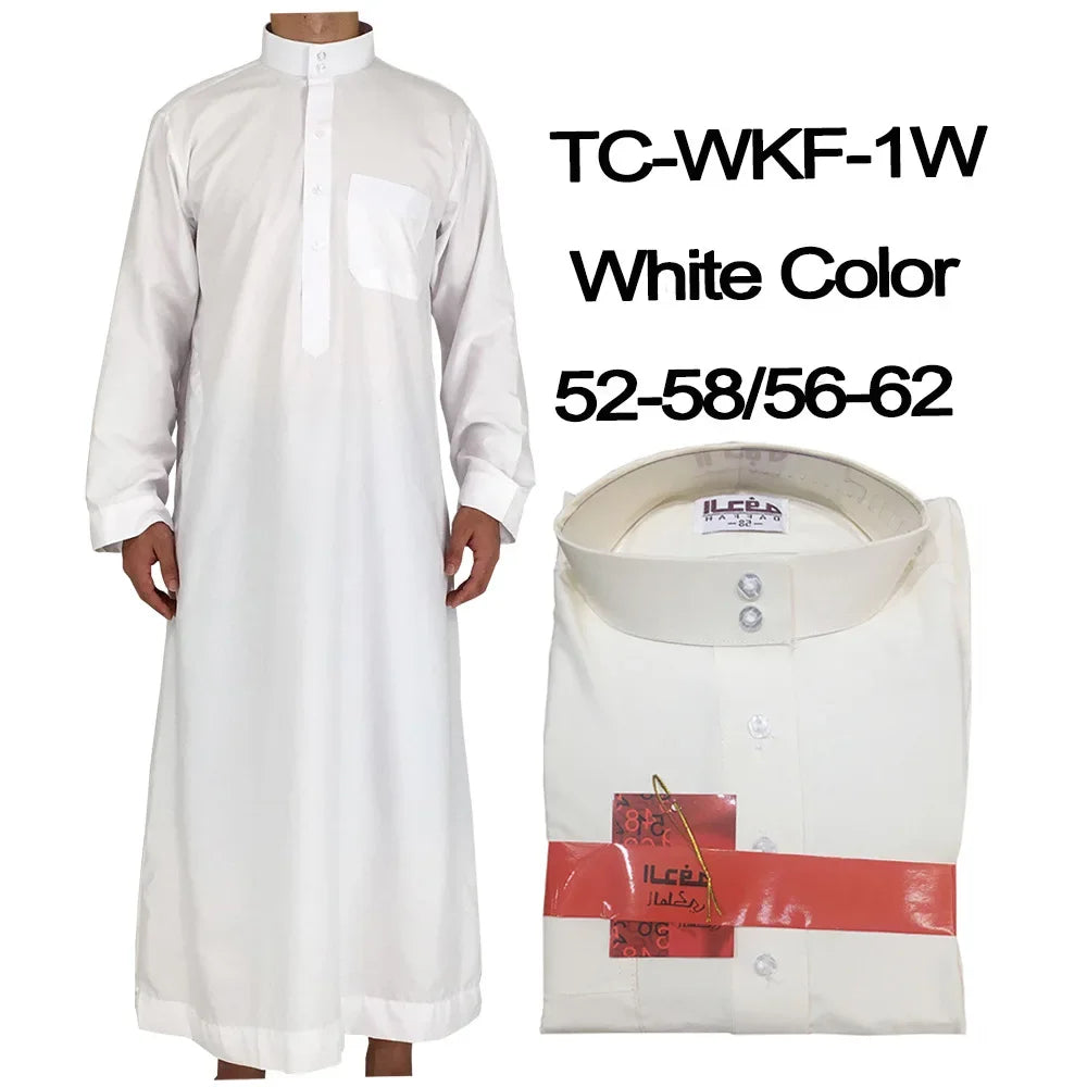 Solid Muslim Fashion Men Robe Kaftan Abaya Pakistan Jubba Men Bonnet Homme Musulman Arabic Islamic Clothing Qamis Homme Musulman