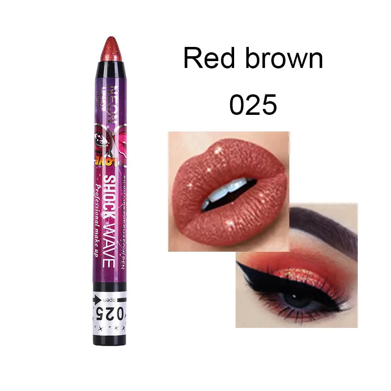 2 In 1  Eyeshadow Lipstick Stick Pencil Waterproof Glitter Matte Eye Shadow Makeup Pigment  Eyeshadow Pen