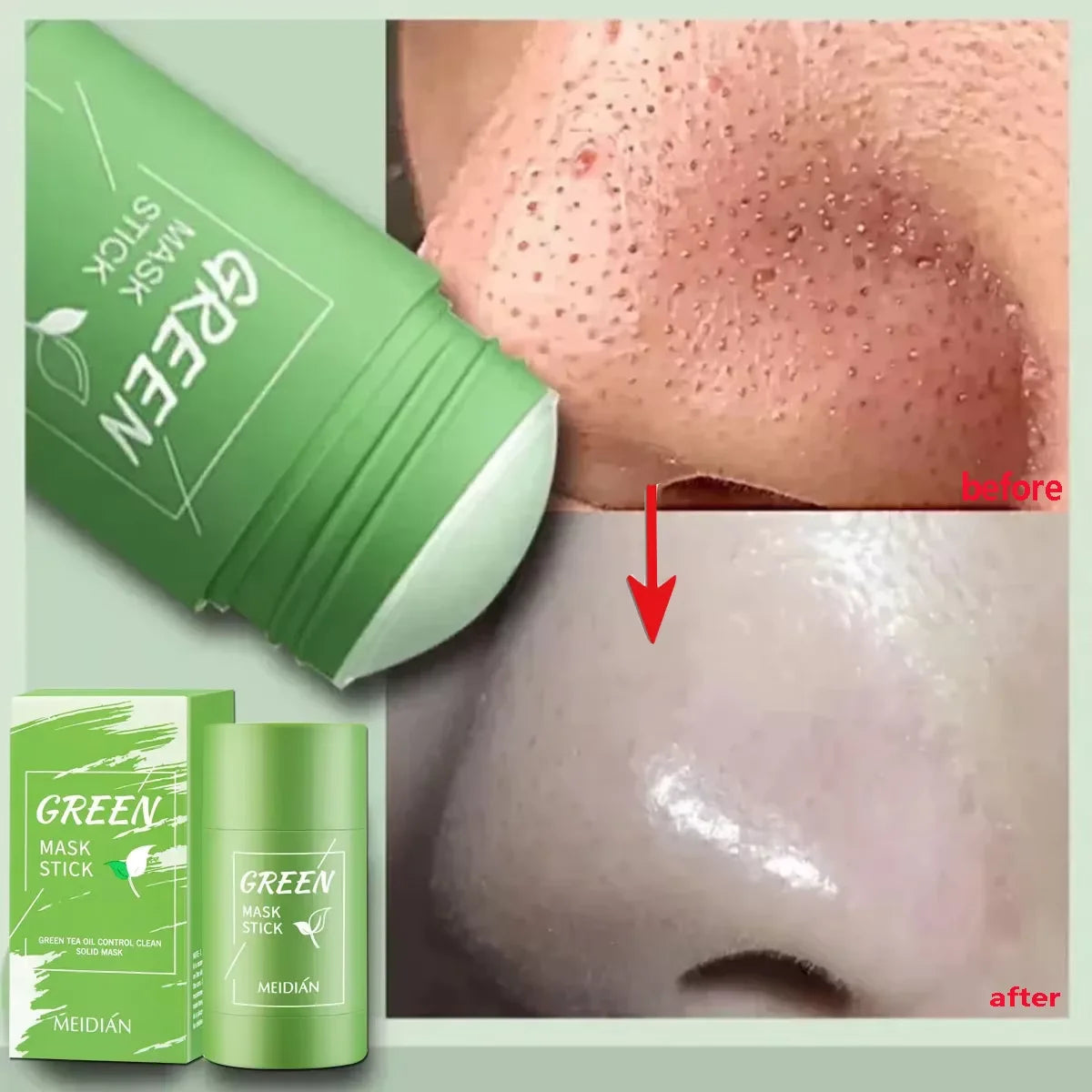 Fast Remove Blackhead Green Tea Solid Mask Clean Stick Mask Facial Dispel Acne Blemish Shrink Pores Oil Control Korean Skin Care