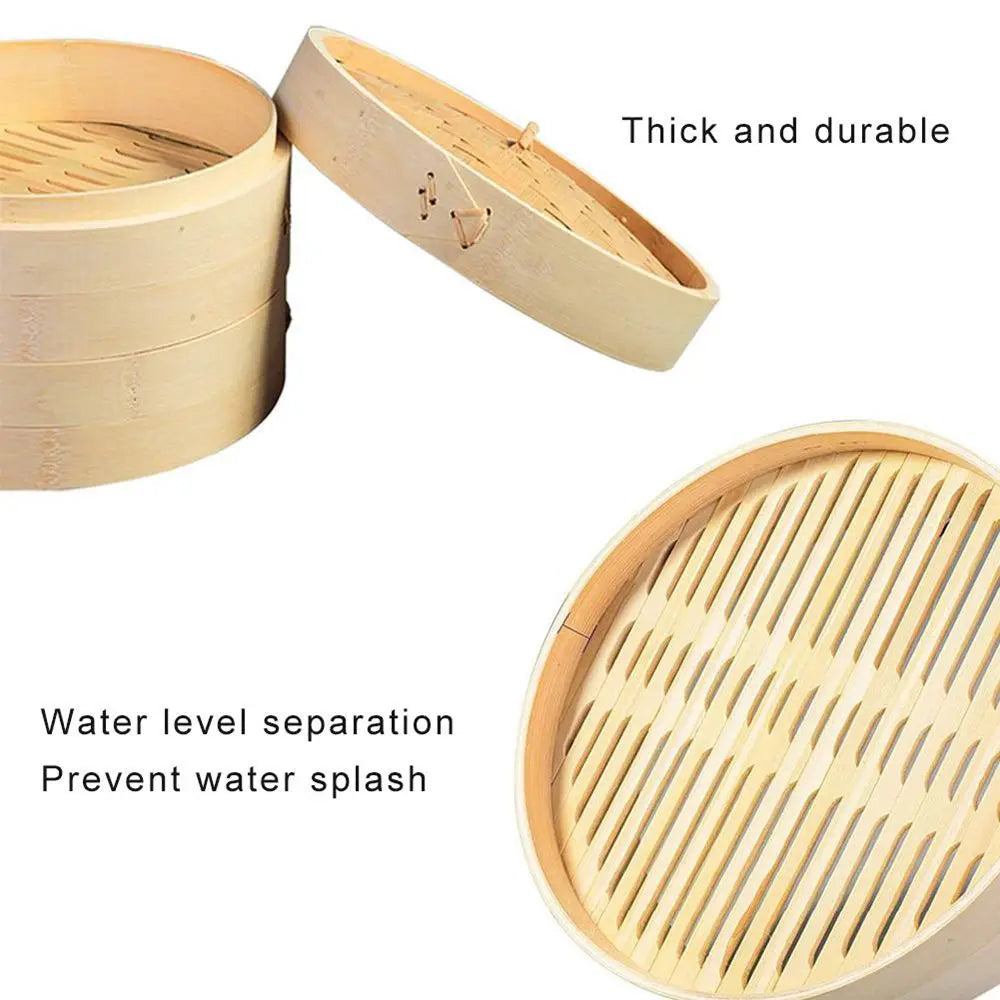 Bamboo Steamer Fish Rice Dumplings Snack Basket Set Heated Steamer Kitchen Cooking Tools 10/15/20cm Steam Pot With Cover Steamer